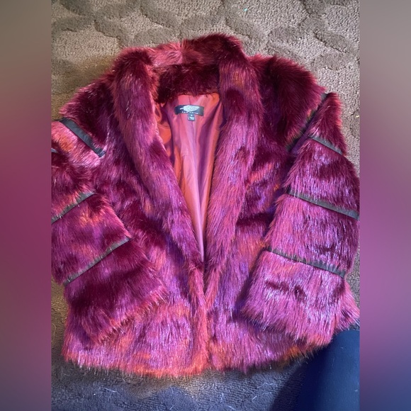 Faux Fur Burgundy Jacket - Picture 1 of 7